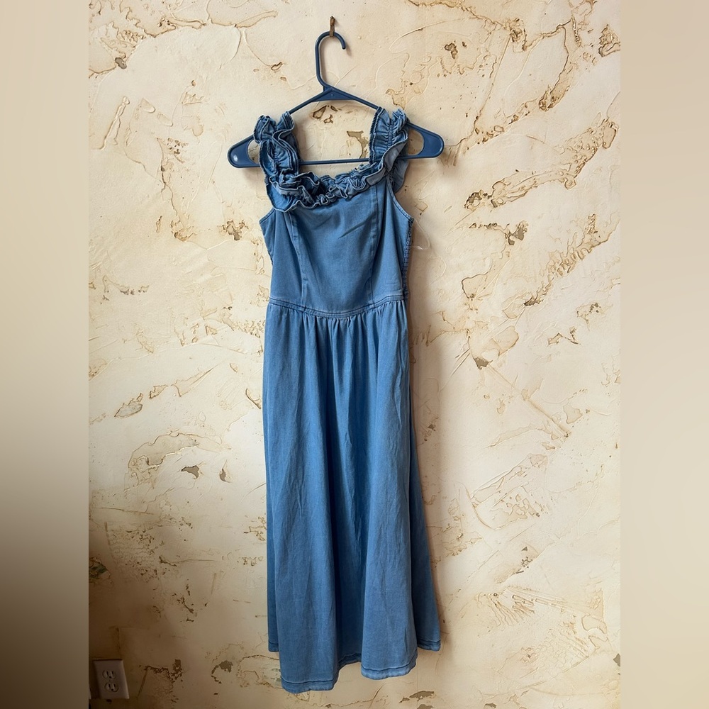 NWT Chambray Off Shoulder Dress XS Lightweight Summer County Concert Dress - Picture 5 of 11